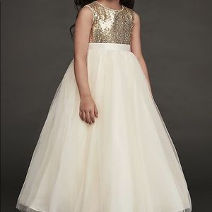 Girls Gold sequin & Tulle dress